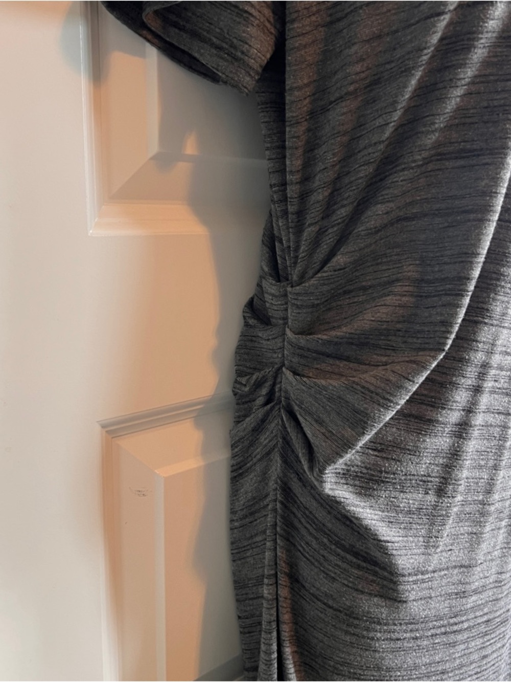 ATHLETA Downtown Ruched Athleisure Short Sleeve Midi T-Shirt Dress Asymmetrical - Picture 5 of 10